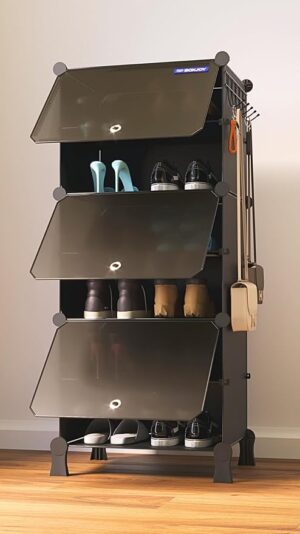 6 Shelf Black Shoe Rack