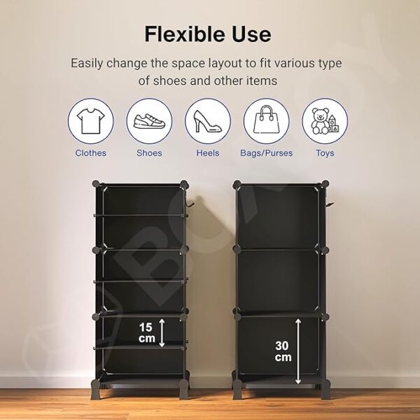6 Shelf Black Shoe Rack